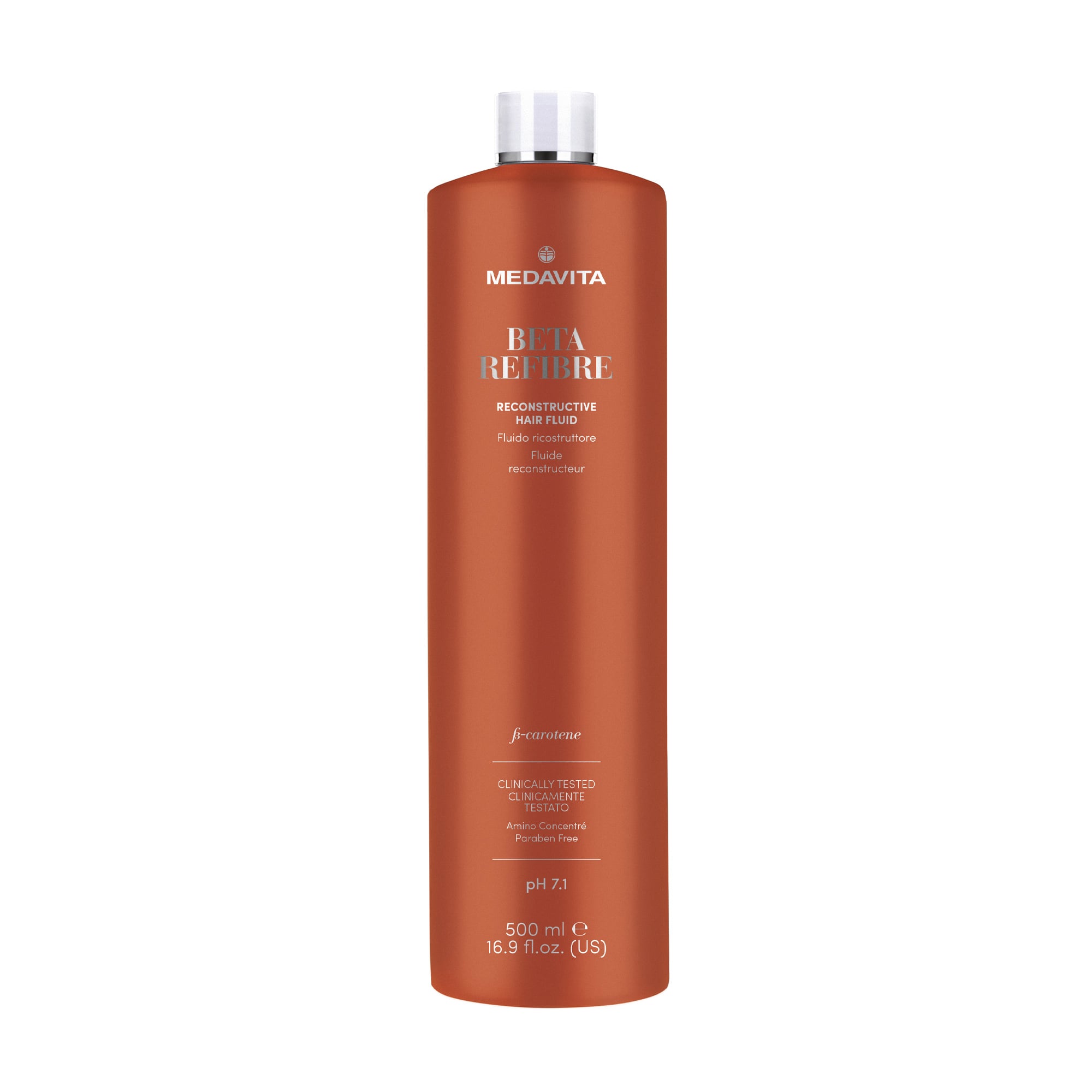 Глибоко відновлювальний флюїд Medavita Beta Refibre Recontructive Hair Fluid pH7.1 для пошкодженого волосся, 500 мл